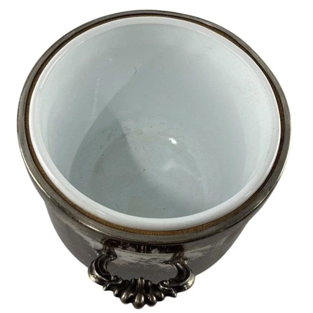 Vintage F.B. Rogers Silver Plated Ice Bucket with Ceramic Liner